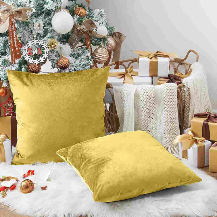 Mustard velvet best sale pillow cover